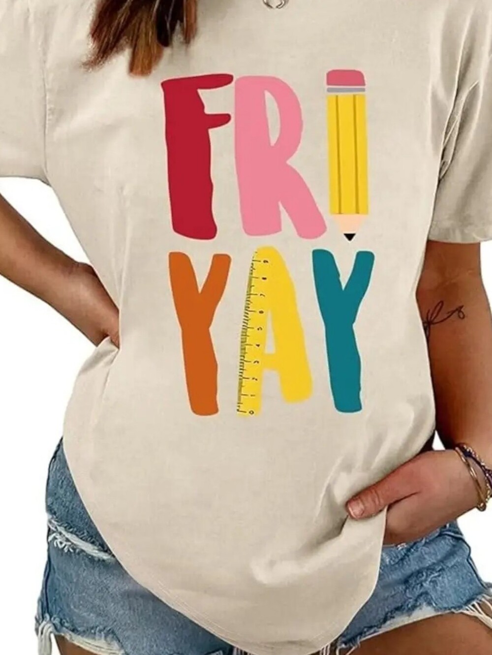 Shein Curve Women's Friyay Teacher T-shirt Sz 2XL - Picture 7 of 7
